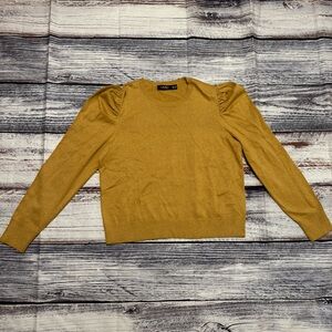 Lauren Ralph Lauren Mustard Gold Shimmer Puff Sleeve Knit Sweater XXL